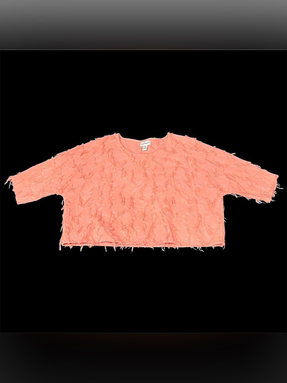Peck & Peck Pink Size L Frayed Style Longsleeve Cotton Linen Blend Blouse Top.